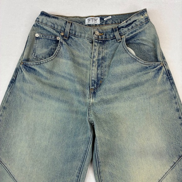EB Denim Denim - EB Denim Wide Leg Jeans Womens 28 Blue Paneled Drawstring Hem Streetwear Baggy‎